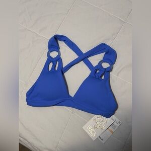 BECCA Royal Blue Ribbed Bikini Top